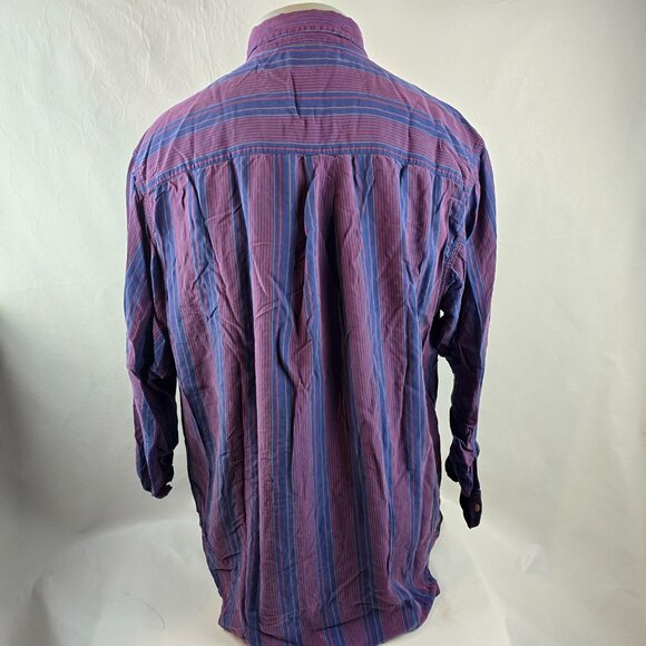 Christian Dior Shirt Mens XL Purple Blue Striped Button Up Rayon Made in USA VTG - Picture 7 of 10